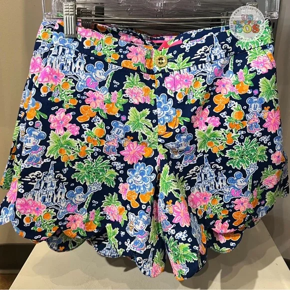 Disney Parks x Lilly Pulitzer Mickey Minnie Mouse Buttercup Shorts Size 14 - Picture 3 of 4